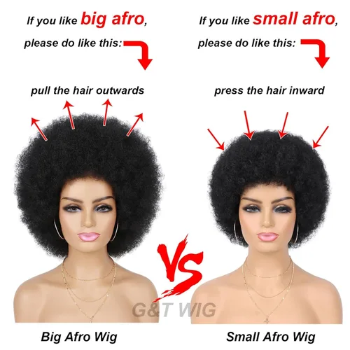 Vista 2 de G&T Wig Pelucas afro de los años 70 para mujeres negras, pelucas afro abullonadas con volumen y suaves de aspecto natural, uso diario, fiesta, 1b