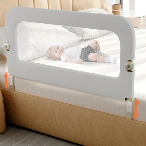 Vista 13 de omzer Riel de protección de cama para niños pequeños - Barandilla de seguridad para bebé de 32 pulgadas, plegable y con alturas ajustables