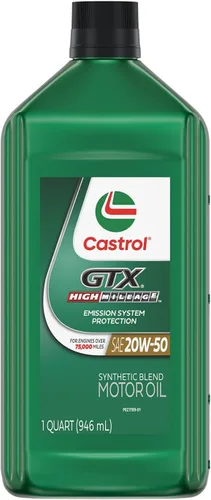Vista 2 de Castrol GTX High Mileage 20W-50 Aceite de motor de mezcla sintética, 1 cuarto de galón, paquete de 6