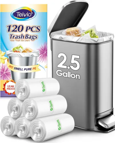 Vista 30 de Bolsas de basura fuertes de 1.2 galones, 220 unidades, bolsas de basura para baño, bolsas de plástico pequeñas para la oficina en casa, cocina, se