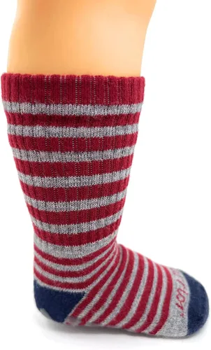 Vista 4 de WARRIOR ALPACA SOCKS - Niños Comfort Acolchado Retro Mini-Stripe Quarter Crew - Unisex con Apliques Antideslizantes