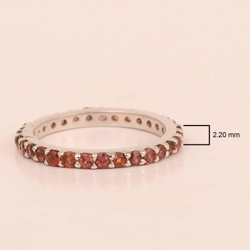 Vista 4 de Anillo de boda de plata de ley 925 maciza apilable redondo de 0.079 pulgadas, piedras natales, anillo de boda para mujer