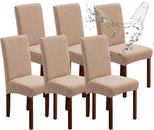 Vista 62 de Genina Juego de 4 fundas 100 % impermeables para sillas de comedor grandes, fundas protectoras elásticas para sillas Parson para el hogar