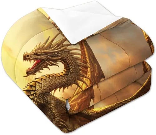 Vista 4 de Edredón de dragón de galaxia, juego de ropa de cama de dragón dorado, colcha de dragón, juego de ropa de cama de dragón de galaxia, juego de cama