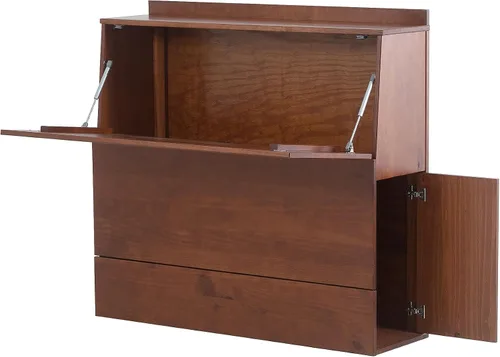 Vista 9 de Memomad Bali Set: Plataforma de almacenamiento con cajones + Cabecera con estantería (Tamaño individual, madera color marrón caramelo)