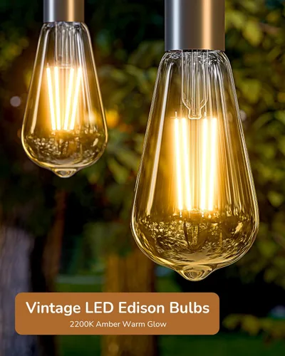 Vista 2 de EDISHINE Paquete de 6 Bombillas LED Edison Vintage 8W Equivalente a 60W, ST64 Bombillas LED Regulables, 700LM 2200K Luz Cálida Ámbar E26, Bombillas