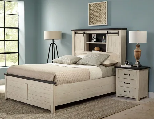 Vista 2 de Jofran Inc. Cama Queen con puerta de granero de pino recuperado del condado de Madison