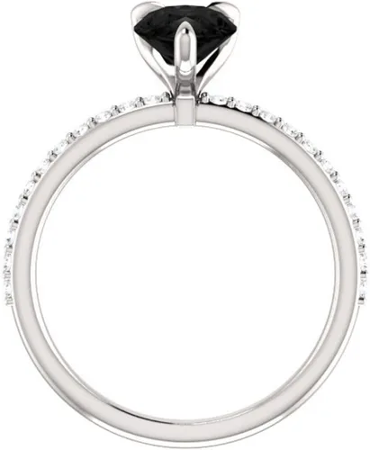 Vista 3 de Anillo de compromiso con forma de pera de 3 quilates de diamante negro, delicado anillo de diamante negro de lágrima, anillo de pera de ónix negro