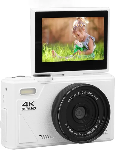 Vista 10 de Cámara digital, cámara de vlogging 4K UHD de 64 MP con pantalla abatible de 3 pulgadas, zoom digital 18X, antivibración, enfoque automático, función