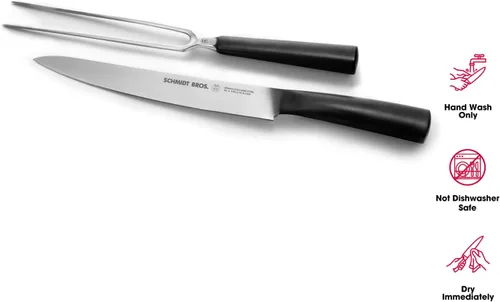 Vista 2 de Schmidt Brothers - Carbon 6, juego de tallado de 2 piezas con caja de exhibición, cuchillo de trinchar de 8.5 pulgadas