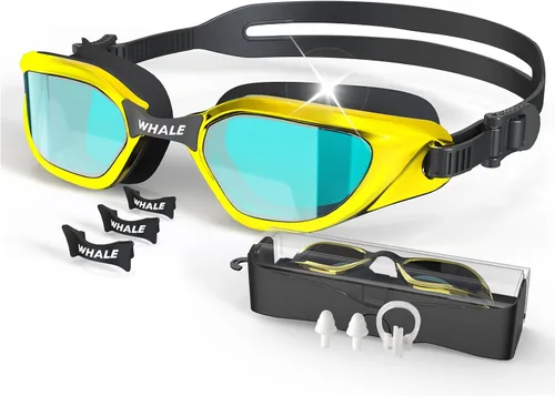 Vista 12 de Whale Gafas de natación para adultos, antiempañamiento, cómodas, polarizantes, para adultos, unisex