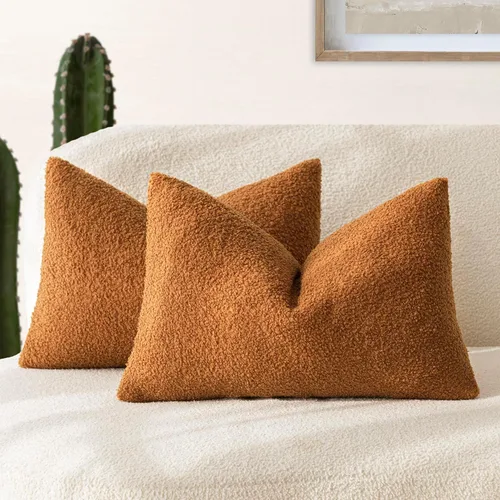 Vista 15 de Foindtower Paquete de 2 fundas de cojín decorativas de pelo sintético rizado, suave y mullida, con cremallera, acogedora funda de almohada