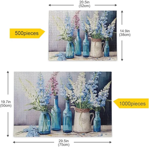 Vista 5 de Vase Flower Jigsaw Puzzles 500 Pieces for Adults with Mesh Storage Bag 2011390