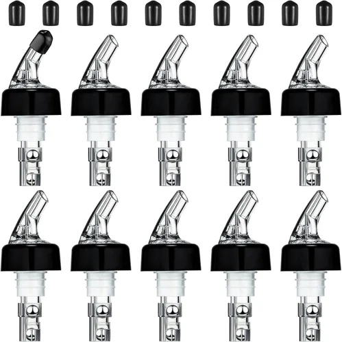 Vista 9 de BBTO Vertedor automático de botellas con boquilla de licor, Jigger de botella de medición rápida, 1 onza/1.0 fl oz (transparente, negro, 12 piezas)