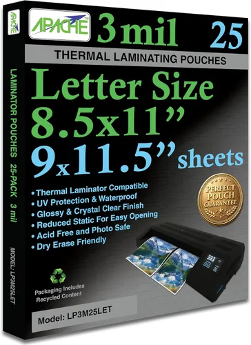 Vista 23 de Apache Map Banner Size Laminating Pouches, 3 Mil, 5 Pack, 18 x 120 Inch Pouch Size Laminating Sheets, Thermal Laminator Compatible, Super Clear