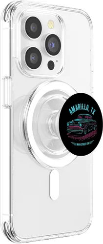 Vista 3 de Amarillo TX Main Street USA Classic Hotrod Car Design PopSockets MagSafe PopGrip for iPhone