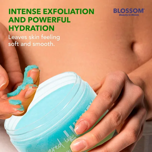 Vista 6 de Blossom Capa de espuma perfumada brillante de lujo, exfoliante corporal con vitamina C iluminadora para la piel, sin crueldad, 10.1 fl oz, melocotón