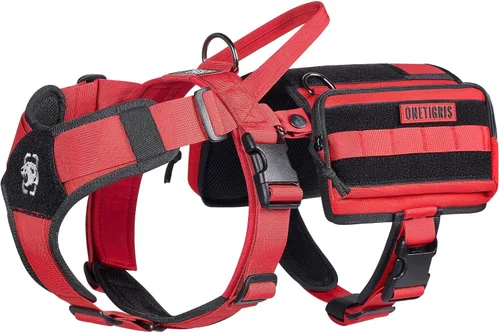 Vista 13 de OneTigris Arnés de Chaleco para Perro de Servicio, Capa para Perro de Servicio Arnés de Mochila para Perro Guardián con Bolsillos Bolsa de Sillín