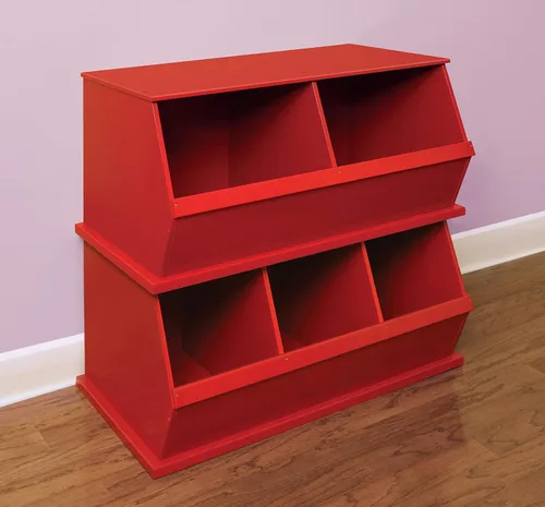 Vista 5 de Badger Basket Organizador apilable de almacenamiento de juguetes de dos cubos para niños, almacenamiento duradero en la habitación de los niños