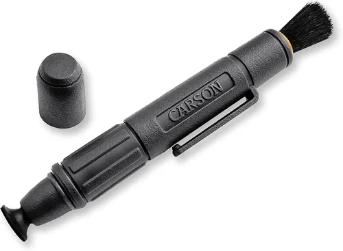Vista 9 de Carson Limpiador de lentes compacto reutilizable serie C6 con fórmula de limpieza de nano partículas secas con punta redonda de 0.512 in y cepillo
