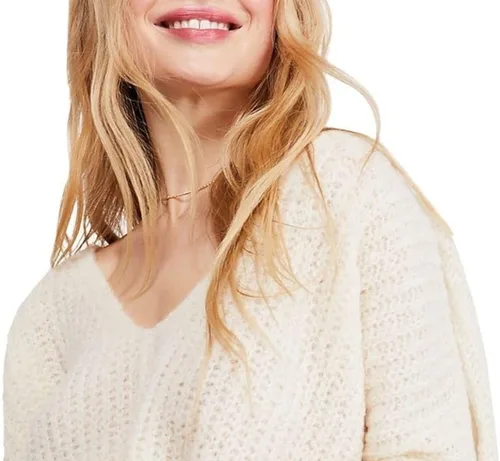 Vista 2 de Free People Moonbeam - Suéter holgado de punto acanalado de manga larga con cuello en V para mujer, Multi