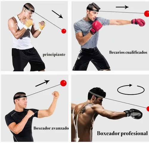 Vista 4 de TOCO FREIDO Bola de boxeo de doble extremo, bolsa de velocidad con niveles de dificultad Pelota refleja de boxeo con diadema, perfecta para 3 reflex