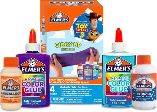 Vista 14 de Elmer's Kit de slime esponjoso, incluye pegamento de color translúcido, pegamento con purpurina, activador de slime esponjoso, 4 unidades, perfecto