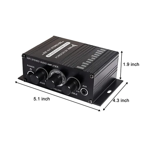 Vista 2 de XMSJSIY Amplificador de audio estéreo de alta fidelidad de 12 V para coche de 2 canales HiFi Bass Subwoofer Amp para coches CD DVD reproductor MP3
