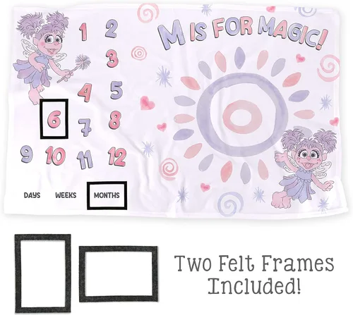 Vista 2 de LOGOVISION Sesame Street Abby - Manta para bebé, 36 x 58 pulgadas, Abby M es para magia, unisex para bebé niño y niña