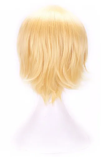 Vista 2 de Peluca de cosplay, de fiesta, Aneshe corto para hombre, peluca de cabello en capas para de anime, Rubio claro