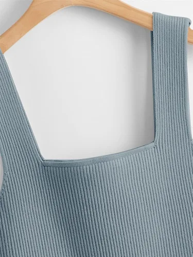 Vista 3 de Verdusa Camiseta corta sin mangas con cuello cuadrado para mujer