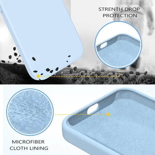 Vista 3 de GUAGUA Funda para iPhone 13 Mini, iPhone 13 Mini, funda de silicona de gel suave, delgada, ligera, forro de microfibra, textura de cojín a prueba