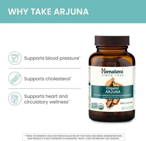 Vista 4 de Himalaya Organic Arjuna, suplemento de presión arterial para bienestar cardiovascular y salud cardíaca, 700 mg, 60 cápsulas, suministro de 2 meses