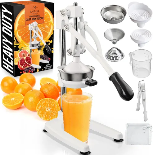 Vista 12 de Zulay Kitchen Exprimidor de hierro fundido, exprimidor de naranja resistente con coladores desmontables para una fácil limpieza, prensa de cítricos