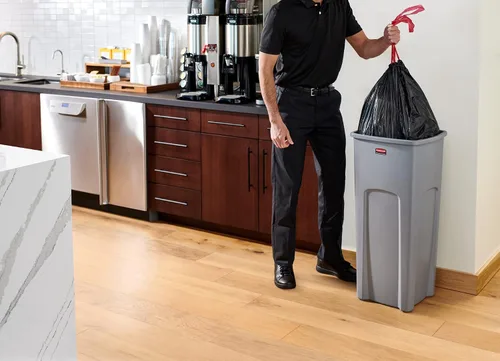 Vista 5 de Rubbermaid Commercial - bote de basura cuadrada intocable, cuadrado, Gris