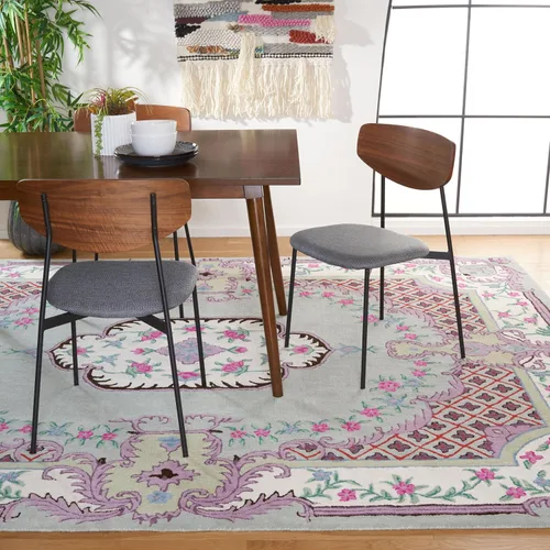 Vista 30 de SAFAVIEH Bellagio Collection - Alfombra decorativa de 2 x 3 pies, azul y rosa, hecha a mano de lana de medallón, ideal para zonas de alto tráfico