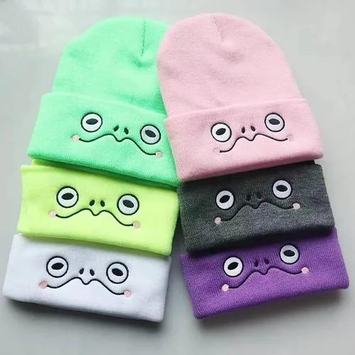 Vista 3 de Lindo gorro de rana de punto de animal, divertido gorro de invierno para esquí de invierno, gorro cálido, gorro suave