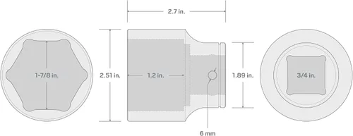Vista 6 de TEKTON Unidad de 3/4 pulgadas x 1-7/8 pulgadas Zócalo de 6 puntos poco profundo SHD32048