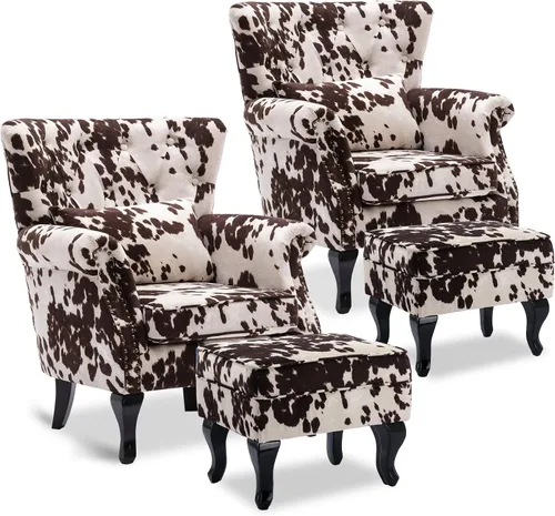 Vista 38 de Sillas de Brazo de Lectura Accent Sillas Midcentury Modernas Cómodas Silla de Sofá de Esquina, Silla de Club Wingback de Sala de Espera con Respaldo