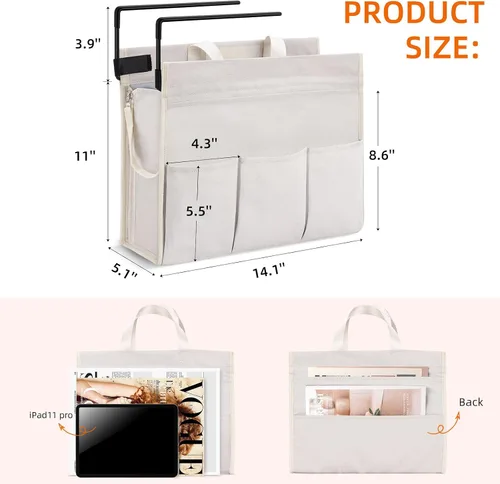 Vista 7 de MASTLU Bolsa de almacenamiento para colgar debajo del escritorio, organizador de escritorio, bolsa de almacenamiento lateral de oficina, compatible