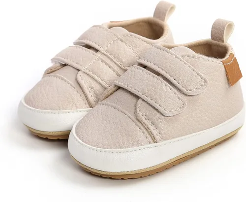 Vista 4 de Tenis de tobillo alto unisex para bebés, niños y niñas, suela de goma suave, zapatos de cuna para niños pequeños