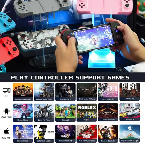 Vista 7 de arVin Bluetooth Controller for iPhoneiPadMacBookiOSAndroidSamsungTabletPC Wireless Gamepad Joystick with Back Button, Analog Triggers, Stretchable