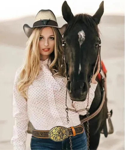 Vista 4 de TOPACC Cinturones occidentales de cuero genuino para mujer y hombre, vaquera, vaquera, campo, rodeo, hebilla, pantalones vaqueros, vestidos