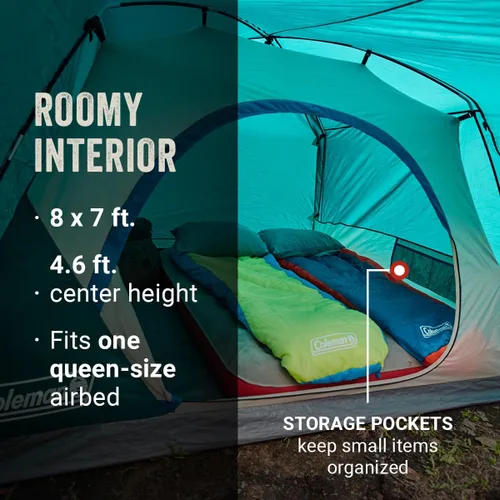 Vista 4 de Coleman Tienda de campaña Skydome con vestíbulo de clima completo, resistente a la intemperie para 4/6 personas, se instala en 5 minutos y protege