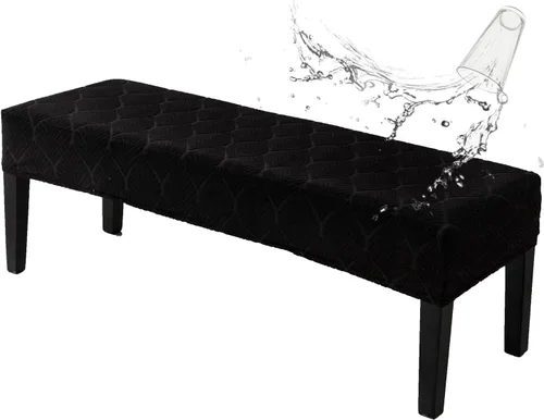 Vista 23 de Genina Fundas impermeables para banco de comedor, protector de asiento de banco de jacquard elástico, funda de banco rectangular para dormitorios