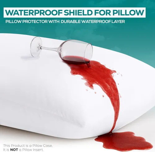 Vista 3 de Utopia Bedding - Fundas impermeables para almohadas (sin insertos de almohada) con cremallera europea (paquete de 2, blanco), fundas de almohada