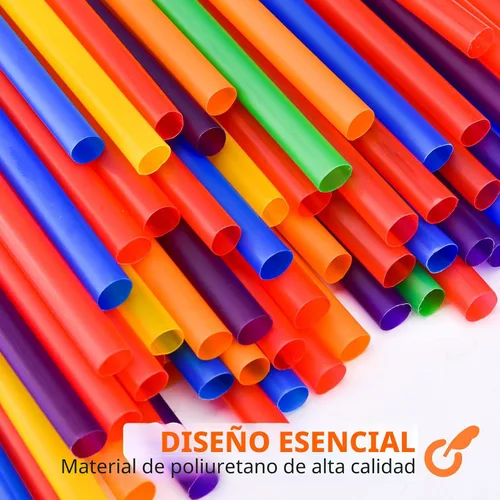 Vista 5 de 100 piezas de popotes jumbo para batidos, (0.4" de diámetro x 8.3" de largo) pajitas de plástico desechables coloridas grandes de boca ancha 100PCS