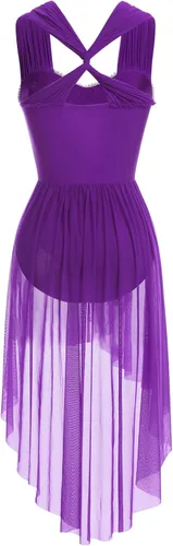 Vista 2 de IBAKOM Disfraces de danza lírica para mujer, lentejuelas brillantes, vestido de baile contemporáneo, disfraz de baile de salón para adultos