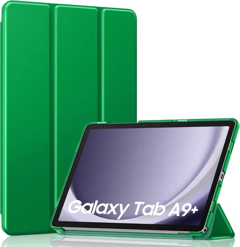 Vista 21 de MoKo para Galaxy Tab A9 Plus/A9+ Funda de 11 pulgadas 2023, funda de PC delgada con soporte y parte trasera translúcida para Galaxy Tab A9 Plus