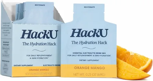 Vista 10 de HackU Hydration Hack - Paquetes de hidratación de electrolitos y piel – Mezcla de bebida sin azúcar, sin hinchazón con magnesio, ácido hialurónico